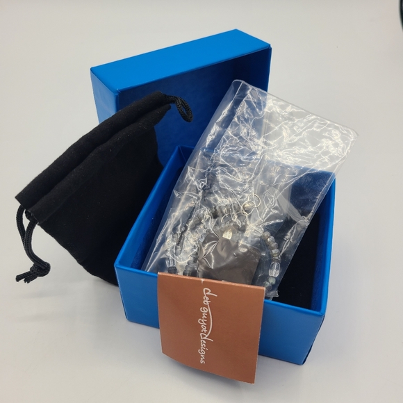 Deb Guyot Genuine Labradorite Diamond Quartz Sterling Silver Bracelet - Picture 2 of 3